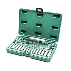 SATA 43-Piece 1/4-Inch Drive SAE and Metric Socket Set, Standard and Deep Sizes, with Ratchet and Other Accessories - ST09007U
