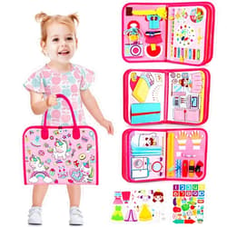 Palmatte Toddler Toys Busy Board: Montessori Toys for 1 2 3 4 Year Old Girls Gift Sensory Toys Activity Board Busy Book for Learning Fine Motor Skills Autism Quiet Book Educational Toys Travel Toys