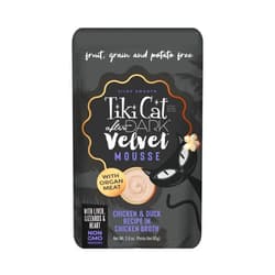 TIKI PETS Tiki Cat After Dark, Velvet Mousse, Chicken & Duck Recipe in Chicken Broth, Grain & Potato Free Formula, with High Protein & Nutrient Dense Blended Irresistible Organ Meat, 2.8 oz. Pouch (12 Count)