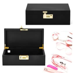 Mifoci 2 Pieces Wooden Adult Man Woman Toy Box Storage with Password Lock Wooden Storage Box Lockable Keepsake Organizer Locking for Personal Items, Jewelry, Keepsake