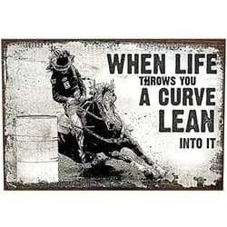 Curteny Canvas Poster Canvas Painting When Life Throws You a Curve Lean into It Barrel Racing Canvas Art Poster and Wall Art Picture Print Modern Family Bedroom Decor Posters 12x18 inch