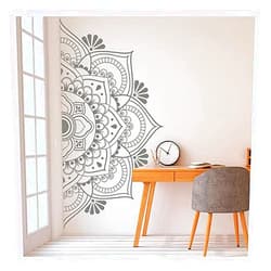 SaditY Half Mandala Vinyl Wall Art Decal Meditation Yoga Studio Decoration Flower Mandala Bedroom Living Room Art Wallpaper (Color : White, Size : 57x29 cm)