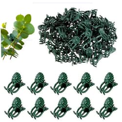 Trinkrittey 100 Pcs Plant Clips for Climbing Plants Green Orchid Clips Tiny Plant Support Clips Flower Vine Clips Garden Clips for Climbing Plants Stakes Supporting Stems Vines Plant cage