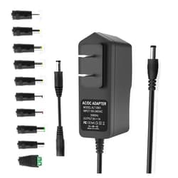 Arybroourd 9V 1A AC DC Converter Power Supply Cord Adapter 100-240V 50-60Hz Wall Plug to DC 9 Volt 1 Amp Power Adapter Transformer, 5.5 x 2.1mm Reverse Polarity Converter Cable, & 10 Tips