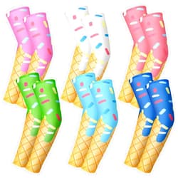Czlotyh 6 Pairs Ice Cream Drip Baseball Arm Sleeve for Kids UV Sun Protection Sports Compression Arm Cover Breathable Cooling