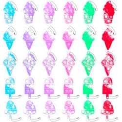GooKit 30pcs Ice Cream Mini Pop Keychain Fidget Toys, Mini Pop Bubble Fidget Toy,Silicone Mini Pop Toys Fidget Keychain Relieve Anxiety Stress Fidget Toy
