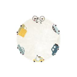 Lorena Canals| Washable Area Rugs for Kids Eco City - Wheels, Handmade in Natural, Ø 4' 7