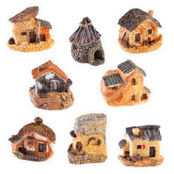 WETEPUXI 8pcs Miniature Fairy Garden Houses Resin Mini House Figurine Small Village Hut Figurine Cottage DIY Micro Landscape Garden Decor Ornament Accessories for Bonsai,Succulent Planting,Terrarium,Flower Pot