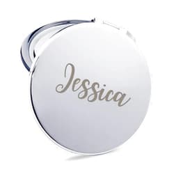 EDSG Personalized Handheld Mirror | Laser Engraved Compact Mirror with Handbag | Custom Gift for Woman Girl Bridesmaid Friend Mother Christmas (Name ONLY)