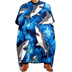 WUXEKZO Cool Dinosaur and Ocean Sharks Cut Hair Cape Haircut Gown - Extra Large Haircut Hairdressing Cloth Apron for Barber Salon, Profession Barbershop Supplies