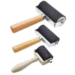 Generic 3 Pack Rubber Brayer Roller,1.4/2.4/4 Inch Hard Rubber Brayer Rollers,Art Craft Roller for Printmaking,Ink,Wallpapers Stamping Gluing