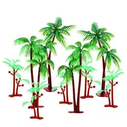 Rsstarxi 10 Pack Palm Tree Cake Topper Plastic Green Palm Tree Coconuts Cupcake Toppers Summer Beach Theme Palm Tree Decorations for Hawaii Baby Shower Birthday Party Cake Decorations