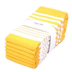 Candy Cottons Kitchen Towels, Tea Towels, Modern Stripes, 100% Ring Spun Cotton Dish Towels, Set of 6 - 18 x 28 Inch, Super Absorbent, Soft, Yellow & White Kitchen Towels , Mitered Corners Bar Towels
