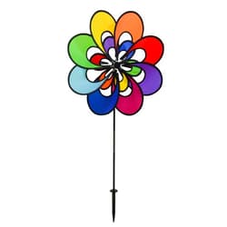 In the Breeze Spectrum Double Windee Wheelz - Ground Stake Included - Colorful Flower Spinner for your Yard and Garden,2723