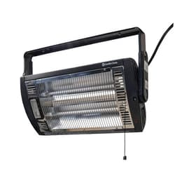 Comfort Zone Ceiling Mounted Space Heater, 90 Degree Adjustable Tilt, Dual Quartz, Radiant, Electric, Safety Grille, Overheat Protection, Hardware Included, Ideal for Workshop, Garage, 1,500W, CZQTV5M