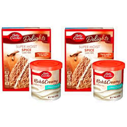 Betty Crocker Super Moist Spice Cake Mix and Betty Crocker Rich and Creamy Cream Cheese Frosting Bundle - 2 of Each - 4 Items. 