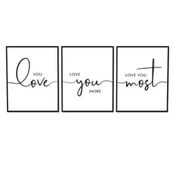 WCDHOR I Love You Most, Set of 3 Prints, I Love You More, Love You Most Wall Art, Above Bed, Master Bedroom Decor, Bedroom Wall Art, Kids Bedroom Sign, Love You Most Sign, Unframed (8x10 inch)