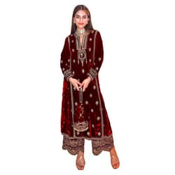 Generic Life Fashion Women's Salwar Kameez Straight Suit Viscos Velvet Traditional Indian Pakistani Ready To Wear Dress
