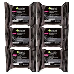 Garnier SkinActive Clean+ Charcoal Oil-Free Makeup Remover Wipes, 25 Count, 6 Pack