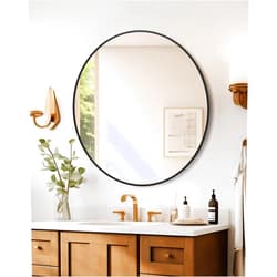 GAOMON 18 Inch Round Mirror, Circle Mirror, 2024 New Black Metal Frame Circle Mirror, HD Eco-Friendly Round Wall Mounted Mirrors for Entryway, Bathroom, Bedroom, Round Mirrors for Wall Decor