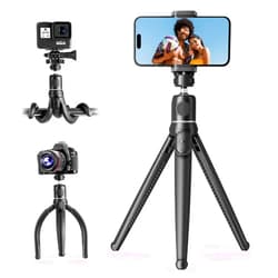 UBeesize Camera Tripod with Remote, Flexible Tripod Stand with Phone Holder and Action Camera Mount Adapter for iPhone Samsung Cellphones, Canon Nikon Sony Cameras