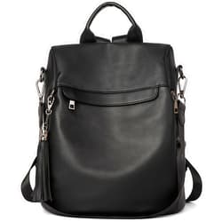 BROMEN Backpack Purse for Women Leather Anti Theft Travel Fashion Shoulder Bag Black