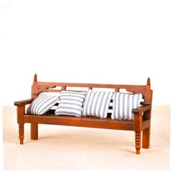 EatingBiting Dollhouse Miniature Doll Bench Couch Sofa with Cushions, 1:12 Dollhouse Miniature Furniture Sofa Wooden Recliner Chair Vintage Sofa, Vivid