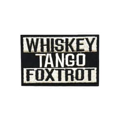 Ruoming 1 PCS Whiskey Tango Foxtrot Patch Embroidered Funny Badge Applique Iron On Sew On Emblem (Brown), 3.15x2 inch