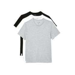 Lacoste Men's 100% Cotton Regular Fit Crew Neck Undershirt, 3-Pack