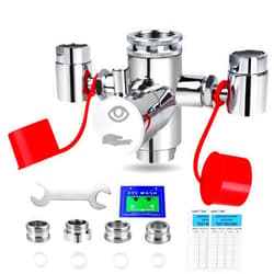 Lunarlipes Faucet Mounted Eyewash Station with Cover, Reliable First AID Emergency Eye Wash Unit for Sink Attachment, for Lab, Factory, Industry Site, Office and Home, Equipped with 4 Adapters
