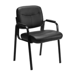 Sweetcrispy Office Guest Chair, Leather Stationary Waiting Room Chairs No Wheels with Padded Arms for Elderly Desk Conference Room Lobby Table Side Salon