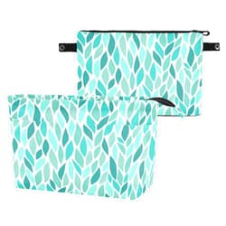 MNSRUU Insert Organizer for Handbag Zipper Polyester Pouches for Inside Tote Bag Pocketbook 10 Pockets Large,Leaves