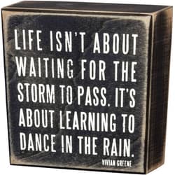 Primitives by Kathy 16336 Classic Box Sign, 4 x 4-Inches, Dance In The Rain