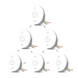 Siterlink Hardwired Interconnected Smoke and Carbon Monoxide Detector Combo, 2 in 1 Smoke and CO Detector with 2 AA Batteries Back Up, AC Smoke and CO Alarm, Voice Alert, Self-Check, 6 Pack