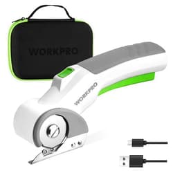 WORKPRO Cordless Electric Scissors, 4V Rechargeable Powerful Shears Cutting Tool for Fabric, Leather, Carpet and Cardboard, Power Rotary Cutters for Sewing, Scrapbooking, Crafting