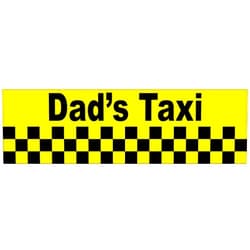 StickerTalk Dads Taxi Vinyl Sticker, 10 inches by 3 inches