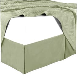 Sheetsnthings Microfiber Bed Skirts (14 inch Drop) -California King Size, Solid Sage- Pleated Tailored Bedskirts with Split Corners