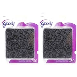 Goody Classics Girls Rubberband, Black, 250 Count (Pack of 2)