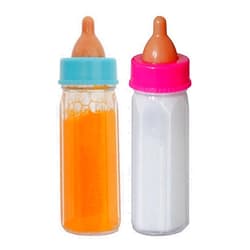 Biniveil 2pcs Magic Bottle,Disappearing Magic Bottles,Magic Baby Bottle Toy,Baby Doll Disappearing Magic Bottles,Magic Milk and Juice Bottle,Milk Disappears Toy for Kids Baby Doll,Fits All Dolls