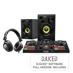 Hercules DJ Learning Kit w/ Inpulse 200 DJ Controller, 15 Watt Monitor Speakers and Sound-Isolating Headphones –2 Decks