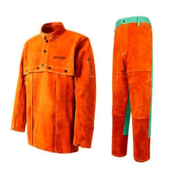 ANTAITHER Professional Welding Apparel: Leather Cape Sleeve Jacket and Protective Pants (M)