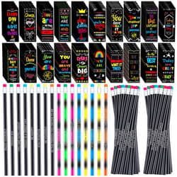 TecUnite 240 Pcs Inspirational Pencils and Inspirational Bookmarks Set 120 Motivational Book Marks 120 Thermochromic Color Changing Pencils for Students Teachers Reward Gifts