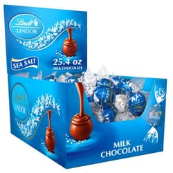 Lindt LINDOR Sea Salt Milk Chocolate Truffles, Milk Chocolate Candy with Smooth, Melting Truffle Center, 25.4 oz, 60 Count