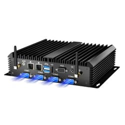 Kinupute Industrial Mini PC, Desktop Fanless Computer Core i7-5500U 2.4-3.0GHz, Windows 10 Pro, 16G RAM, 512G SSD, Dual LAN, 6xCOM RS232, 4xUSB 3.0, HDMI/VGA Ports, Auto Power On, Full Metal Case