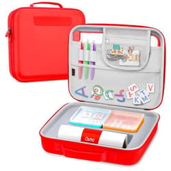 FINPAC Hard Carrying Case for Osmo Games, Grab-and-Go Large Storage Organizer Briefcase for Osmo Base for iPad, Creative Board, Markers, Pouch, Number, Tangram, Words Tiles, and Coding Blocks, Red