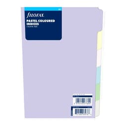 Filofax B1326144, 6-tab index Organizer refill, A5 size, Pastel colors, Blank