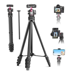 ULANZI 2 in 1 Camera Phone Video Tripod - ULANZI TT51 Portable Tripod Stand I 360° Rotable Ball Head I Hidden Cold Shoe Phone Holder I 600g Lightweigt I 1.38m/51in Long I 5 Section Extenable Vlog Tripod