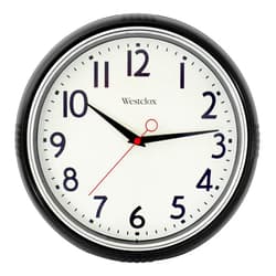 Westclox Retro Wall Clock for Kitchen, Bedroom, or Living Room – Vintage Quartz Analog Wall Clock with Chrome Bezel & Dome Glass Lens, Easy-to-Read Numbers (Black, 12