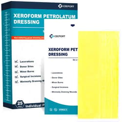 Ceeport Medical Xeroform Petrolatum Dressing 5x9 - Non-Adherent Gauze Pad Strip, Fine Mesh Gauze Patch Supplies for Wound Care, Burns, Lacerations, & Skin Grafts (Pack of 25)