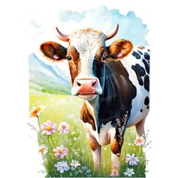 Snuqevc Diamond Painting Kits - Painted Grassland Cow Diamond Painting Stress Relief Cross Stitch Oil Painting Artwork, Ideal Wall Decor for Interacting with Loved Ones - 16x20inch Room Decor